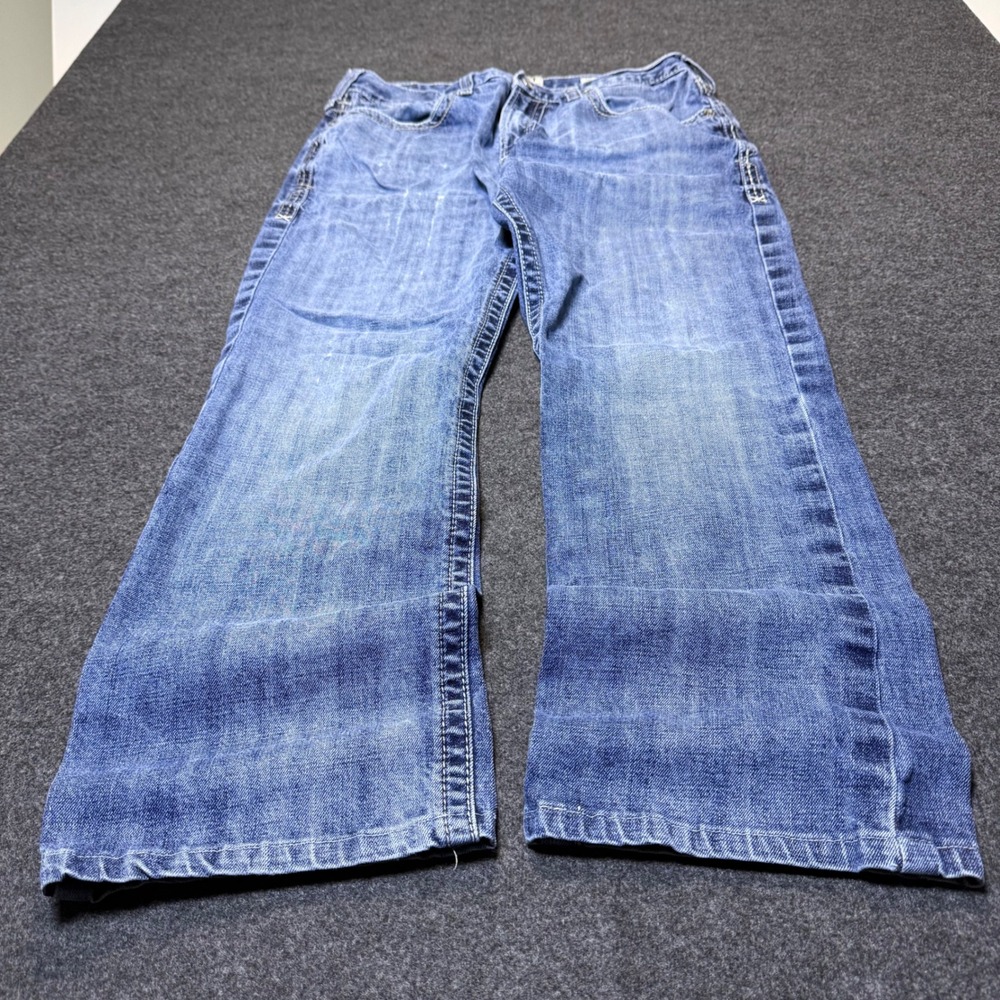 Ariat M4 Relaxed Boot Cut Jeans Mens 34x30 Blue Medium Wash Distressed Western